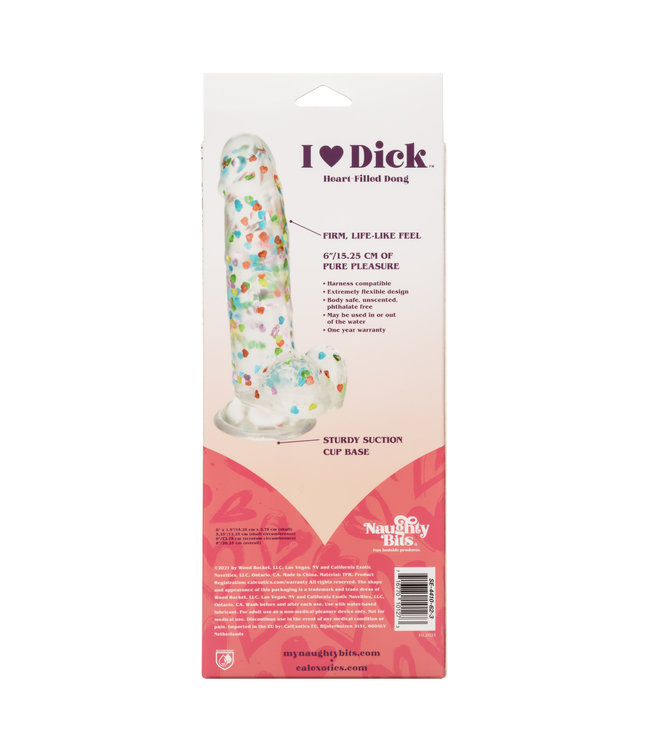 CalExotics Naughty Bits® I Love Dick™ Heart-filled Dong