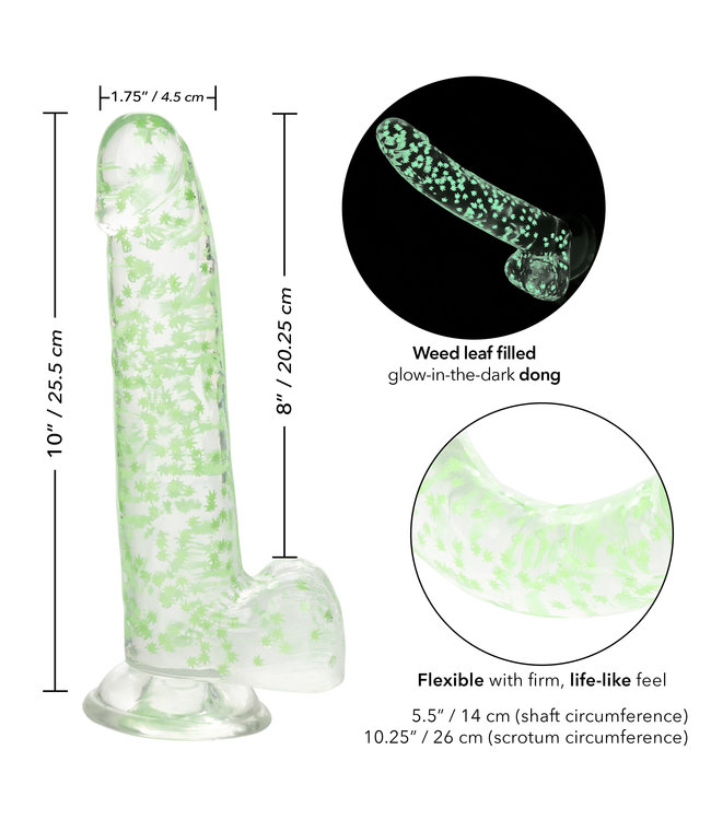 CalExotics Naughty Bits® I Leaf Dick™ Glow-In-The-Dark Weed Leaf Dildo