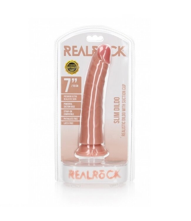 Shots America RealRock Slim Realistic Dildo with Suction Cup - 7"