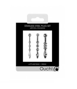 Shots America Ouch! Beaded Steel urethral Sounding Set 6\8\10mm