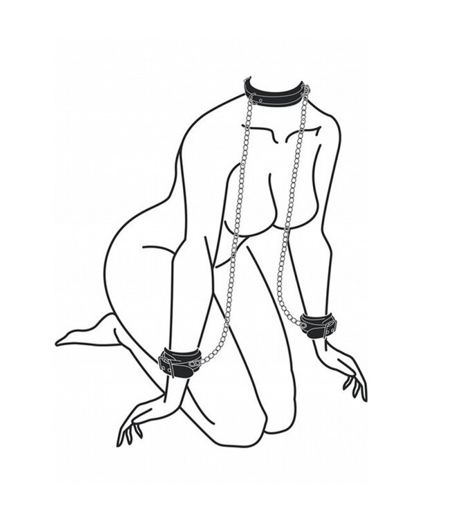 Shots America Ouch! Black & White Collar with Wrist Cuffs