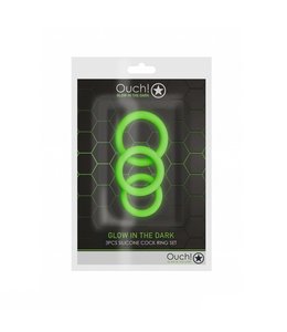 Shots America OUCH! Glow in the Dark 3pc Cock Ring Set