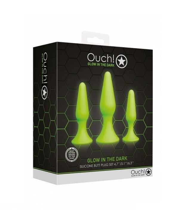 Shots America Ouch! Butt Plug Set - Glow in the Dark