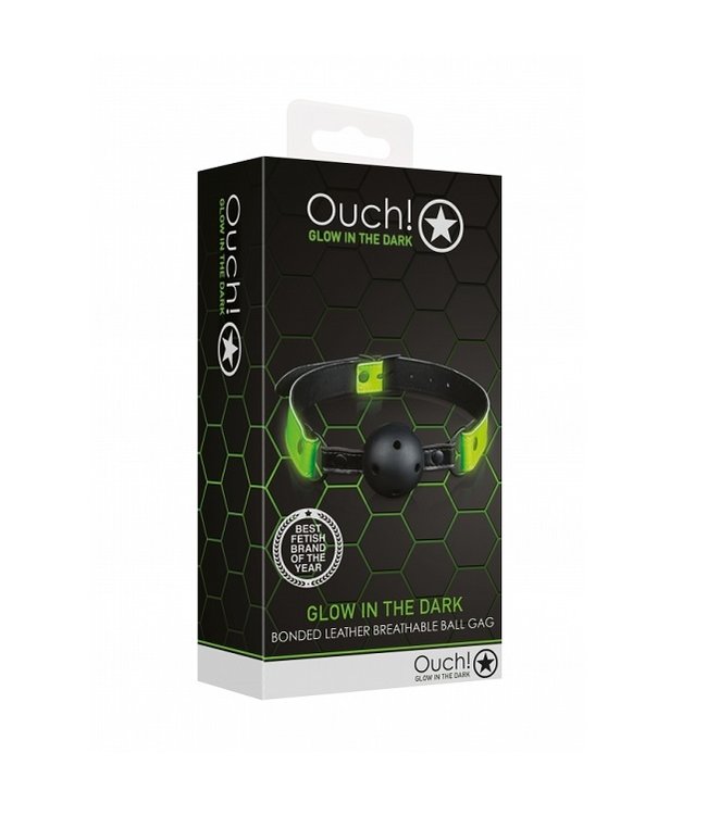 Shots America Ouch! Breathable Ball Gag - Glow in the Dark