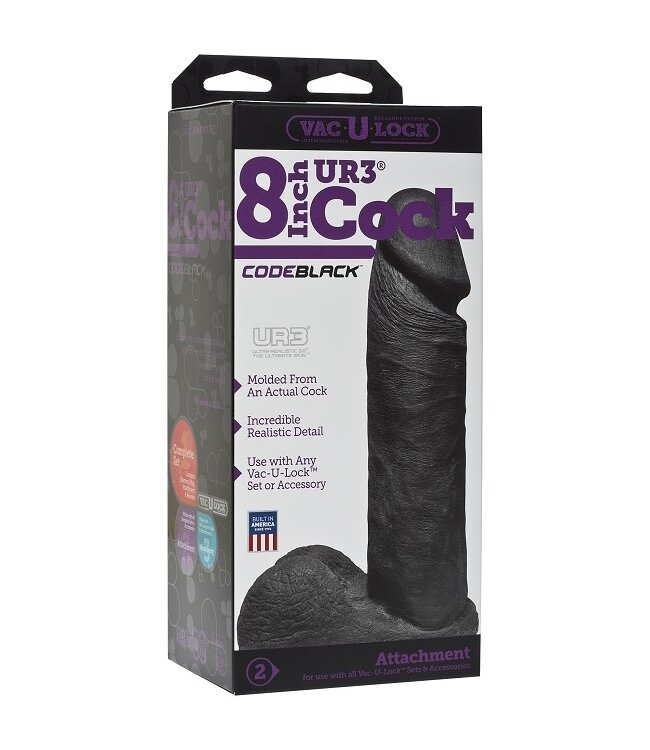 Vac-U-Lock CodeBlack 8" ULTRASKYN Cock