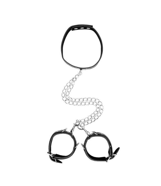 Shots America Ouch! Black & White Collar with Wrist Cuffs