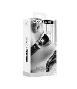 Shots America Black & White Solid Ball Gag with Bonded Leather Straps