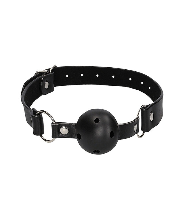 Shots America Ouch! Black & White Breathable Ball Gag with Nipple Clamps