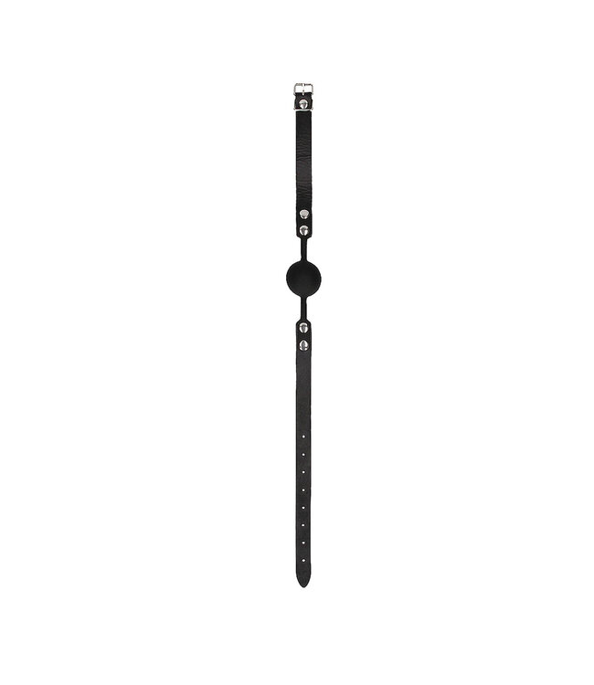 Shots America Ouch! Black & White Silicone Ball Gag with Bonded Leather Straps