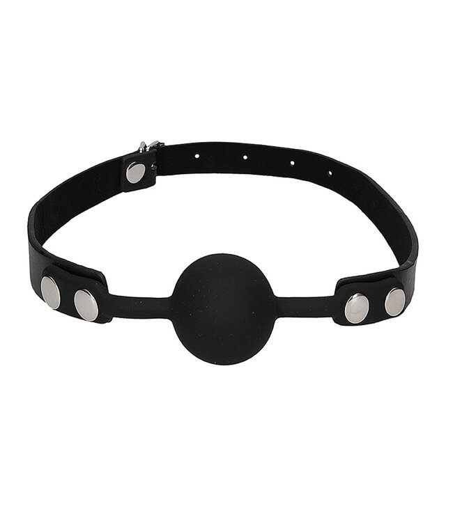 Shots America Ouch! Black & White Silicone Ball Gag with Bonded Leather Straps