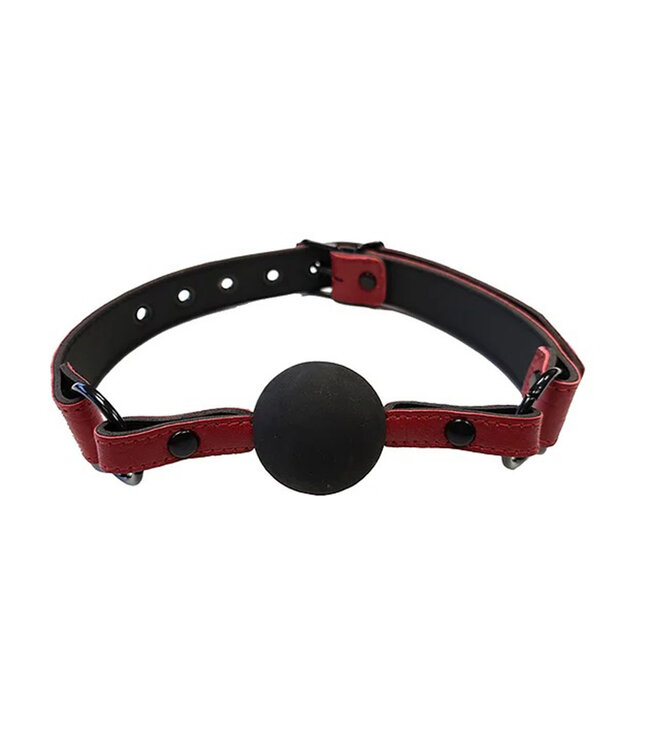 Rouge Rouge Leather Ball Gag with Black Ball