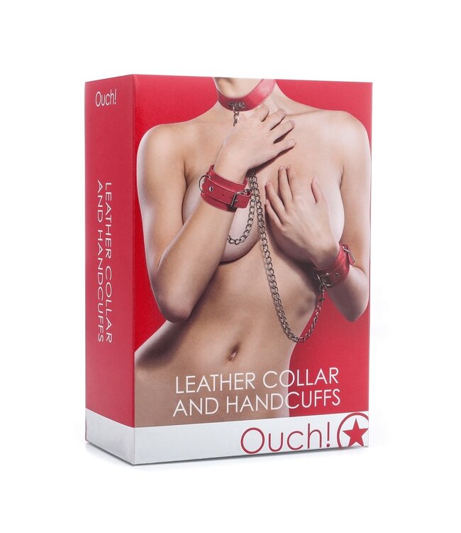 Shots America Ouch! Leather Collar and Handcuffs