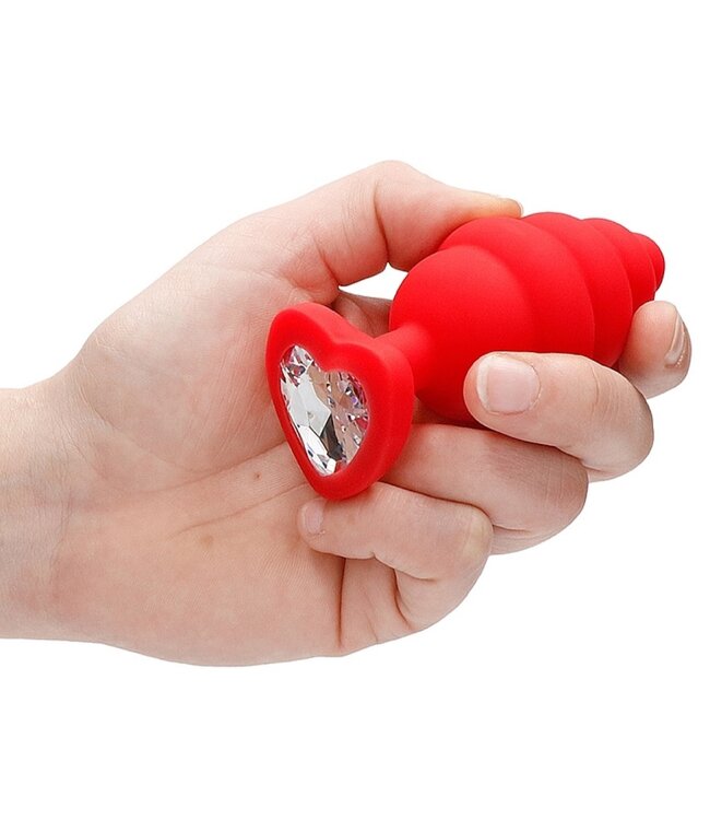 Shots America Ouch! Extra Large Ribbed Diamond Heart Plug