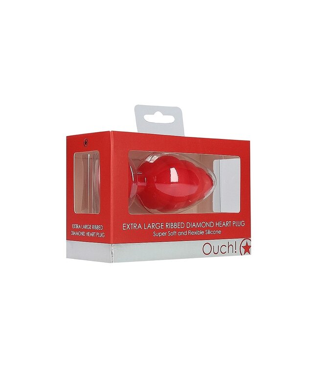 Shots America Ouch! Extra Large Ribbed Diamond Heart Plug