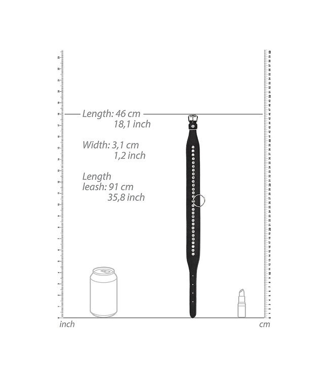 Shots America Ouch! Diamond Studded Collar with Leash