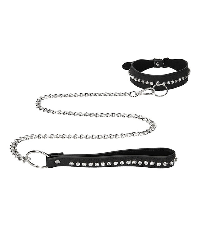 Shots America Ouch! Diamond Studded Collar with Leash