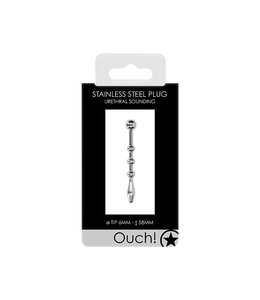 Shots America Ouch! Urethral Sounding Stainless Steel Beaded Plug 6mm