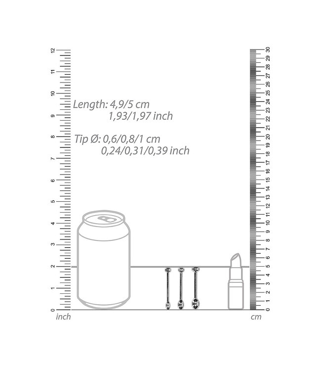 Shots America Ouch! Urethral Sounding - Stainless Steel Plug Set 6\8\10mm