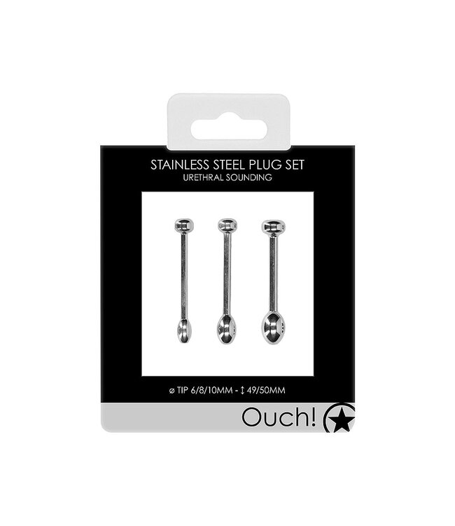 Shots America Ouch! Urethral Sounding - Stainless Steel Plug Set 6\8\10mm