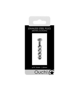 Shots America Ouch! Urethral Sounding - Ribbed Hollow Stainless Steel Plug - 10mm