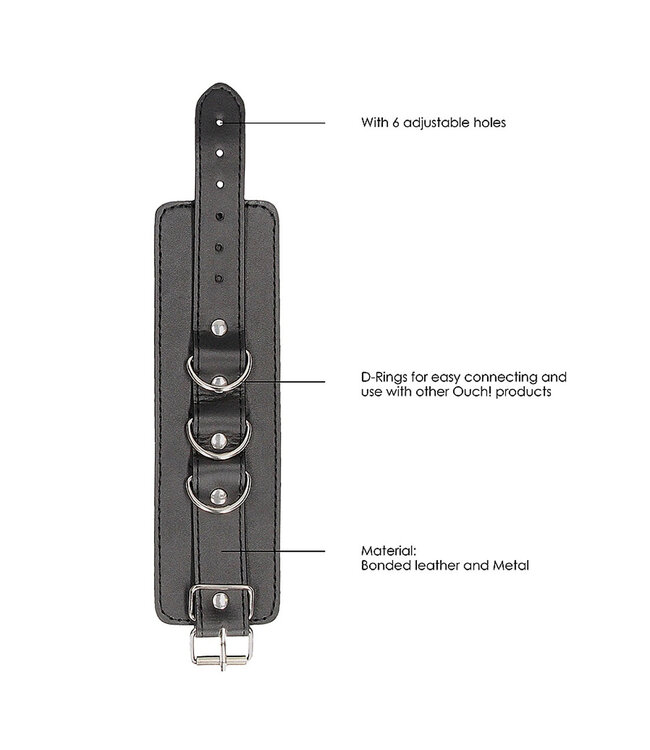 Shots America Bonded Leather Hand or Ankle Cuffs - With Adjustable Straps