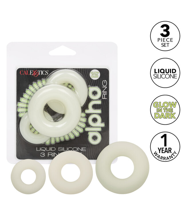 CalExotics Alpha™ Glow-In-The-Dark Liquid Silicone 3 Ring Set