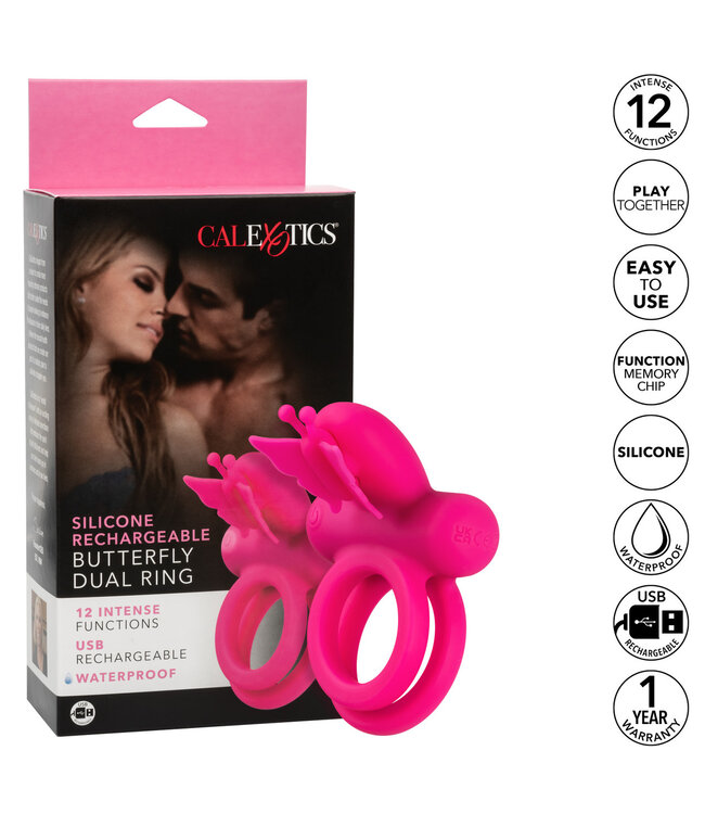 CalExotics Silicone Rechargeable Dual Butterfly Ring