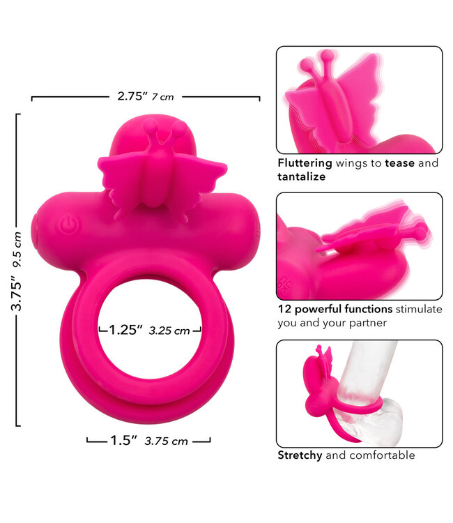 CalExotics Silicone Rechargeable Dual Butterfly Ring