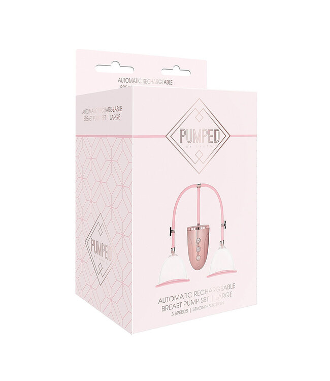 Shots America Pumped Rose Gold Automatic Rechargeable Breast Pump Set - Large