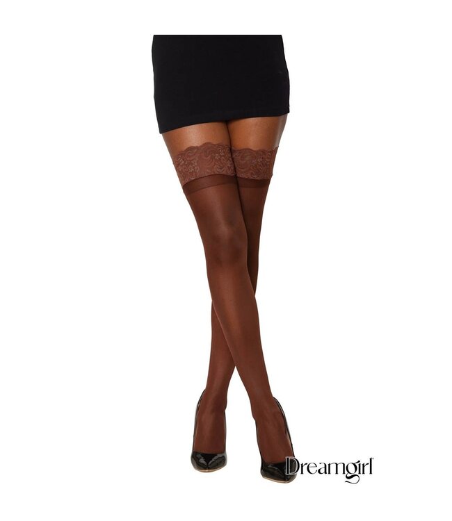 Dreamgirl Dreamgirl Tuscany Sheer Thigh Hi with Lace Top & Stay Ups OS