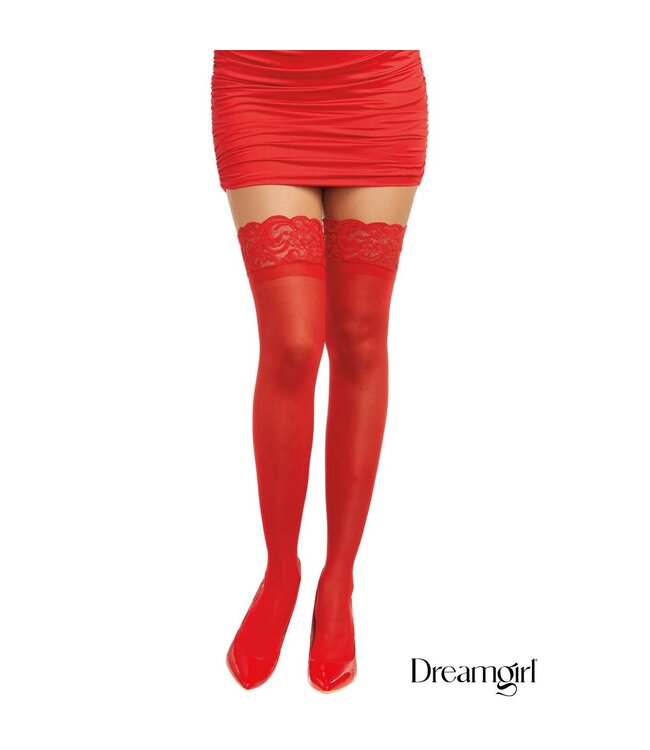 Dreamgirl Dreamgirl Tuscany Sheer Thigh Hi with Lace Top & Stay Ups OS