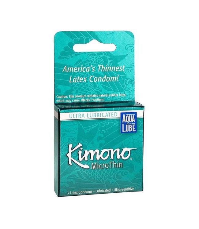 Kimono MicroThin Plus Aqua Lube Condom 3 Pack