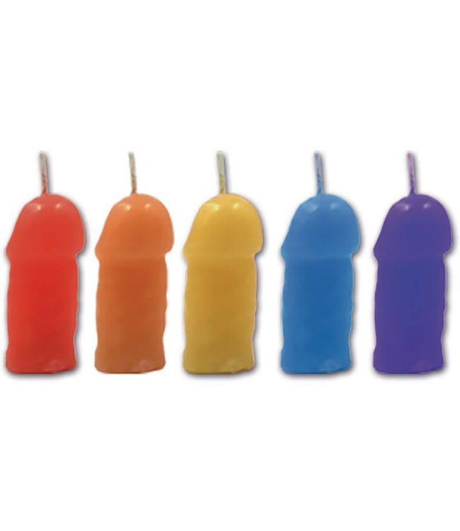 Rainbow Party Pecker Candles 5 Pack