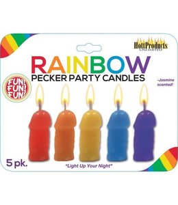 Rainbow Party Pecker Candles 5 Pack