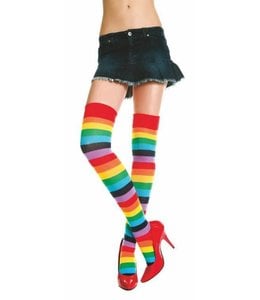 Music Legs Acrylic Rainbow Striped Thigh Hi Socks OS