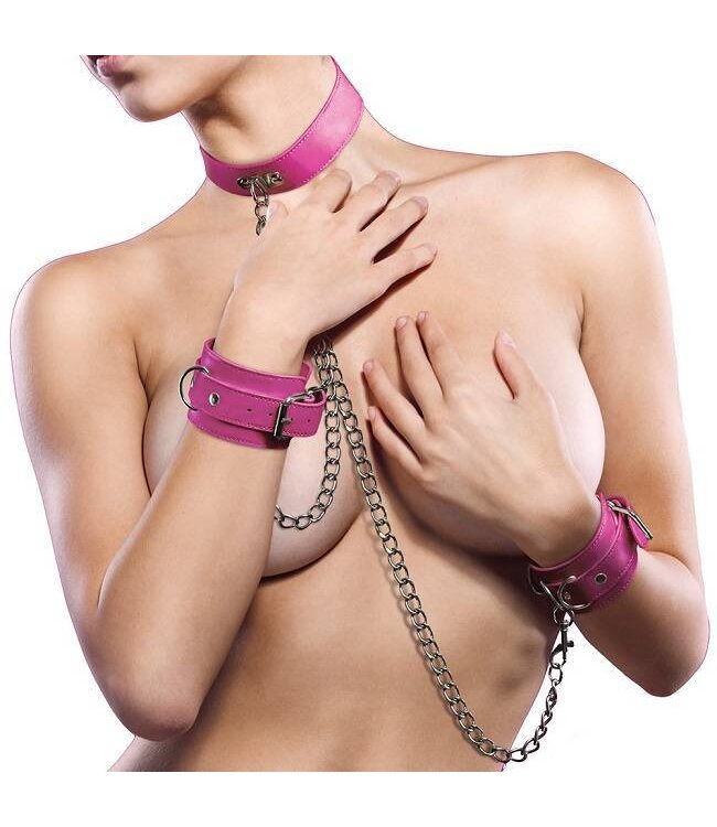 Shots America Ouch! Leather Collar and Handcuffs