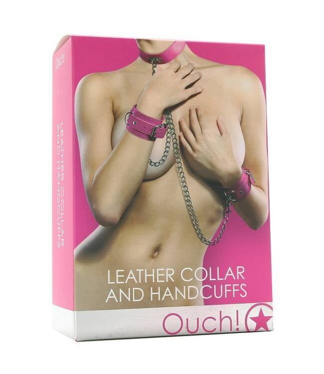 Shots America Ouch! Leather Collar and Handcuffs
