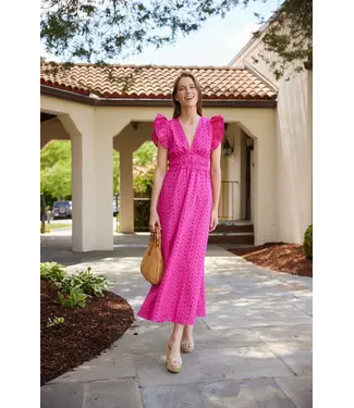 Sail to Sable Watermelon V-Neck Flutter Sleeve Maxi