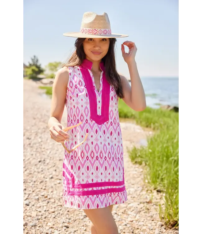 Sail to Sable Pink Ikat Sleeveless Classic Tunic