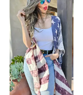 4th of July Vintage American Flag Kimono