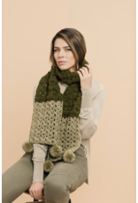 Two-Tone Pom Scarf, Mar by Master Knit