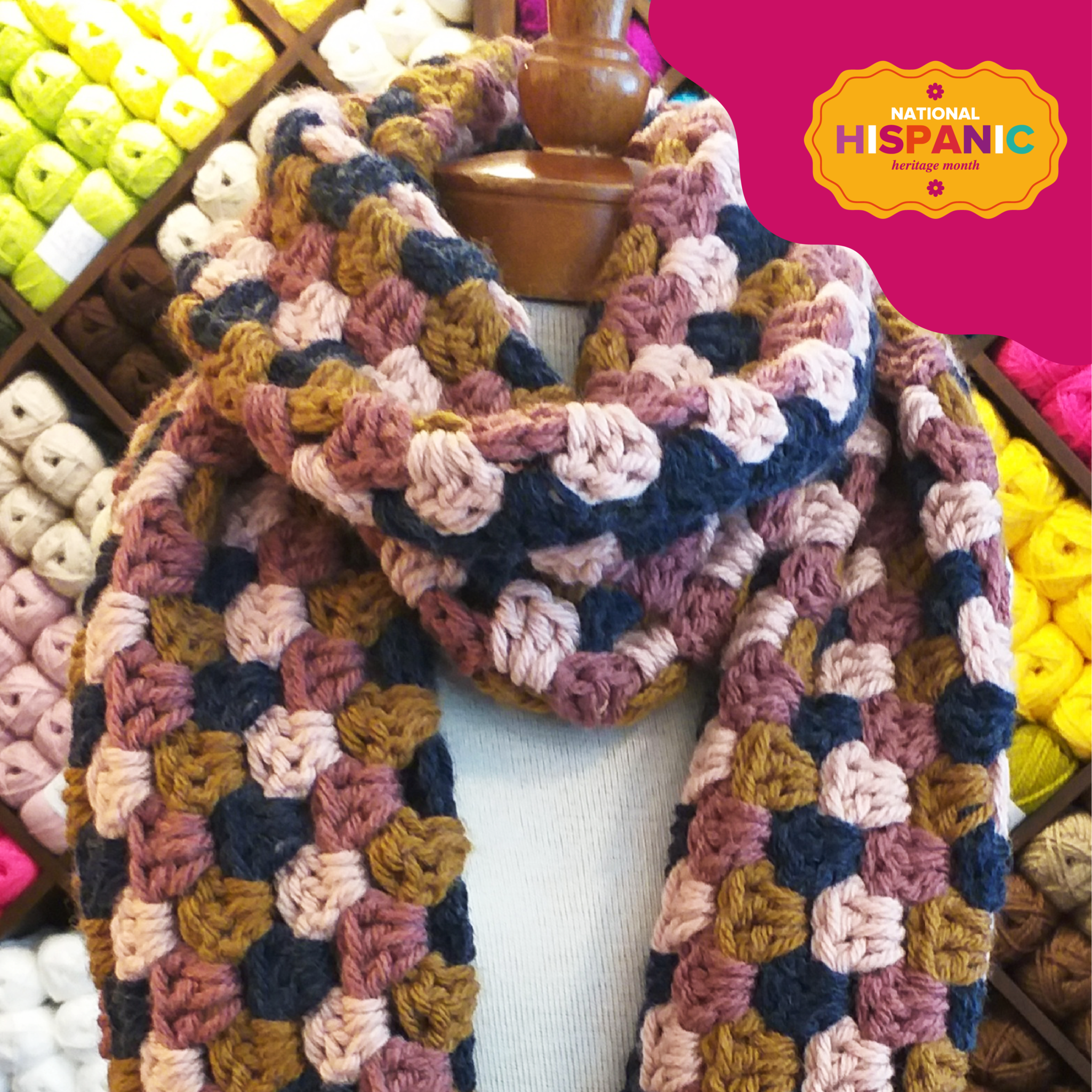 Comida sana Mount Bank matraz Super Bufanda de Colores Modernos, gancho - Crochet Stores Inc.