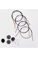 Knit Pro KNPR - Swivel Cables - Black Nylon-Coated Stainless Steel Silver Connectors
