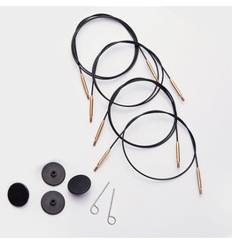 Knit Pro KNPR - Swivel Cables - Black Nylon-Coated Stainless Steel Silver Connectors