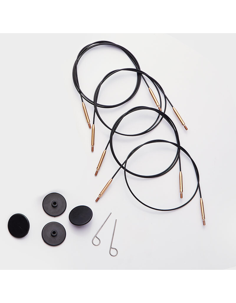 Knit Pro KNPR - Swivel Cables - Black Nylon-Coated Stainless Steel Silver Connectors