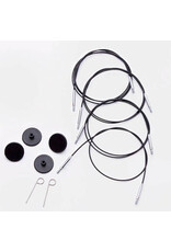 Knit Pro KNPR - Fixed Cables - Black Nylon-Coated Stainless Steel Silver Connectors