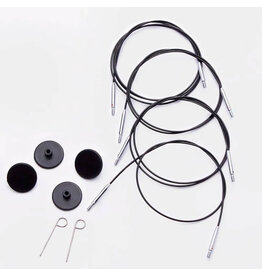 Knit Pro KNPR - Fixed Cables - Black Nylon-Coated Stainless Steel Silver Connectors