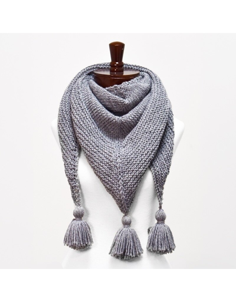 Triangle Shawl with Tassels (Knit)