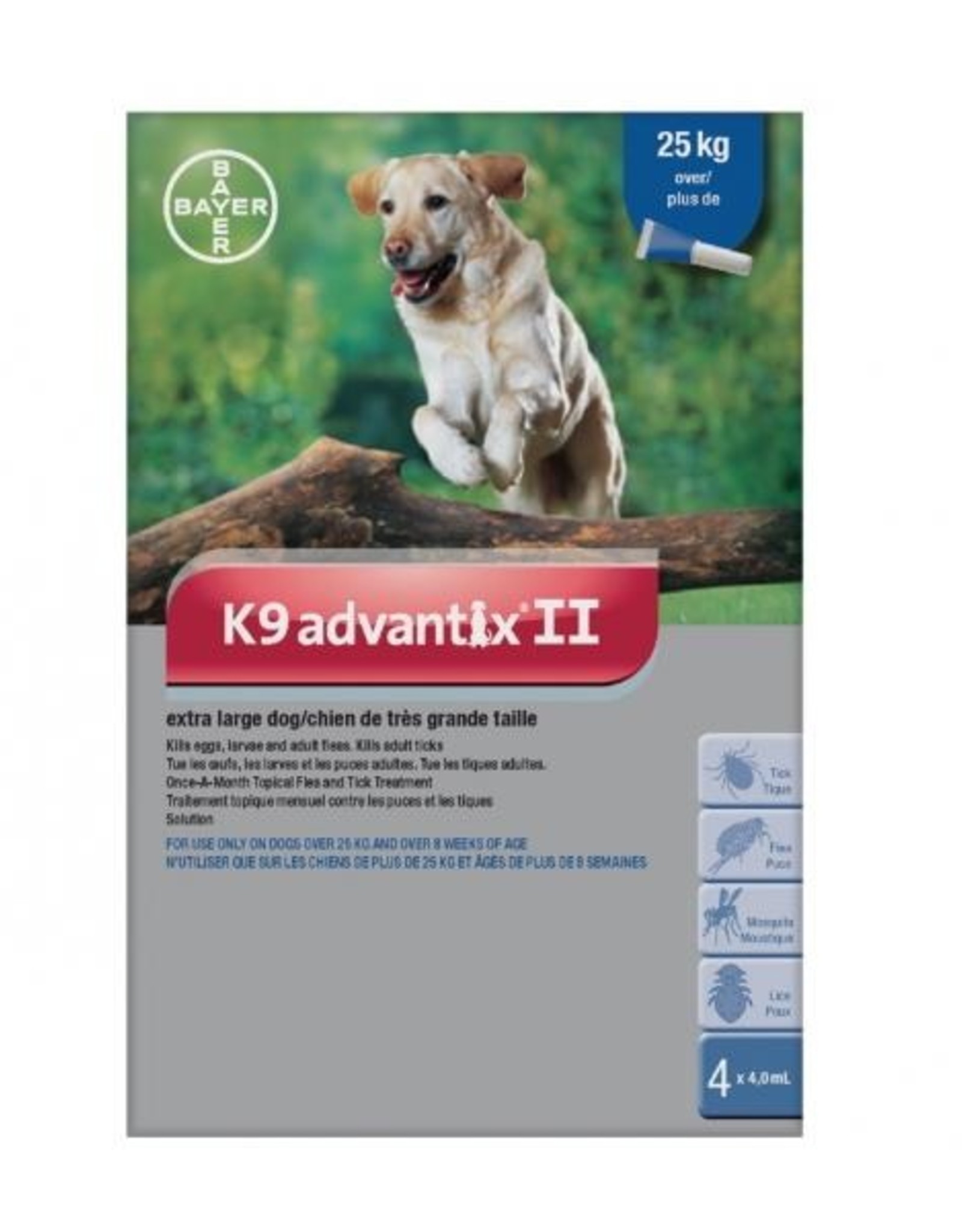 Bayer K9 Advantix II X Dog 4dsx 4.0ml (over 25kg)