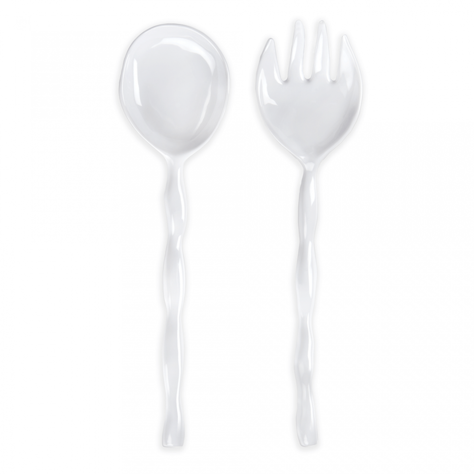 Q Squared Ruffle White Melamine Salad Servers